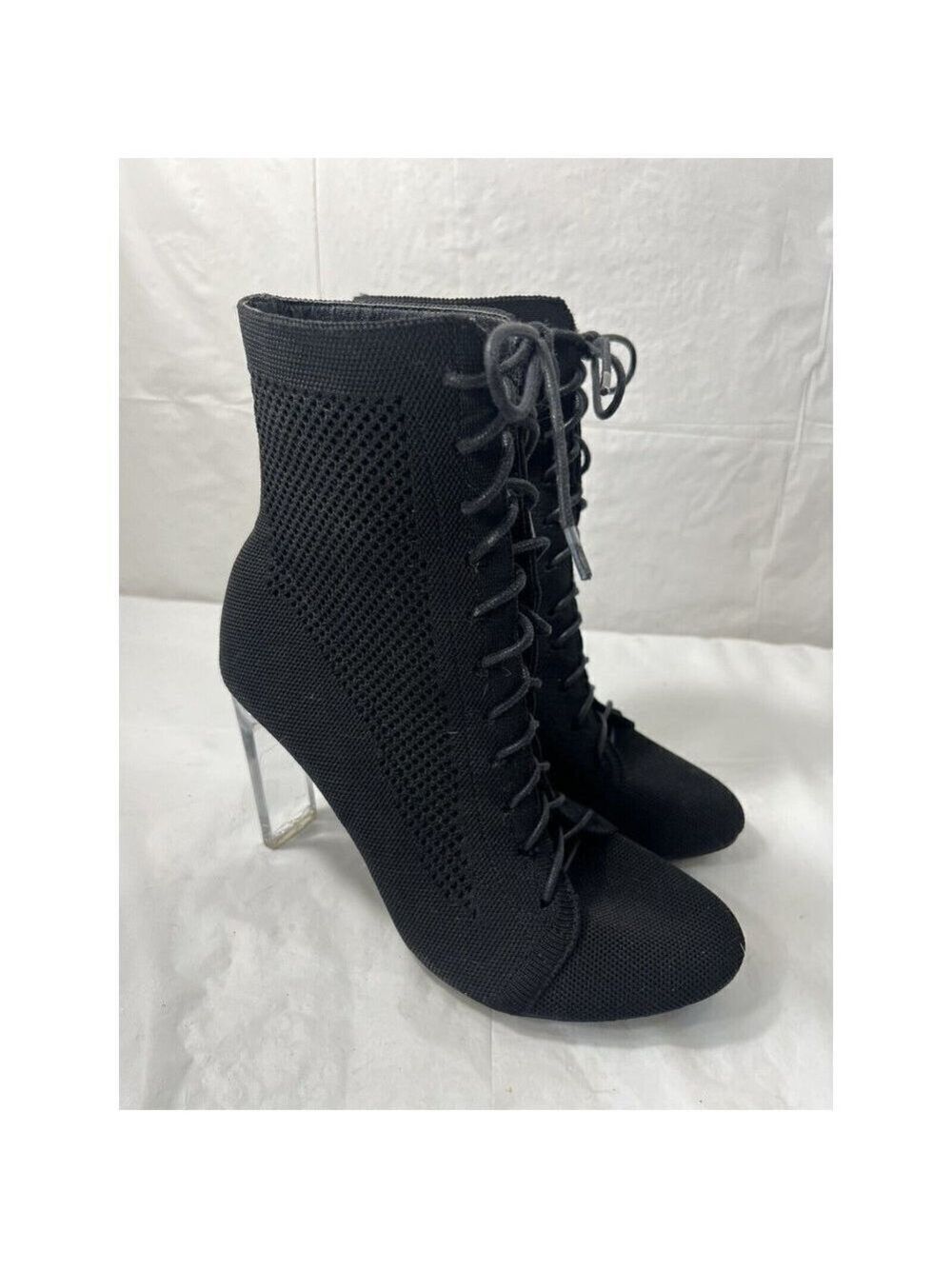 Cuccoo Everyday Collection Knit Detail Lace Up Design Chunky Sock Boots size 9